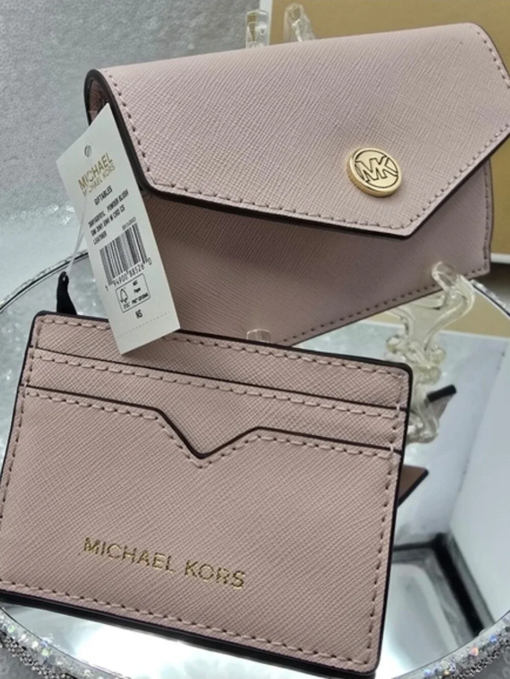 Michael Kors Small Saffiano Leather 3 in 1 Removable Card Case Powder Blush